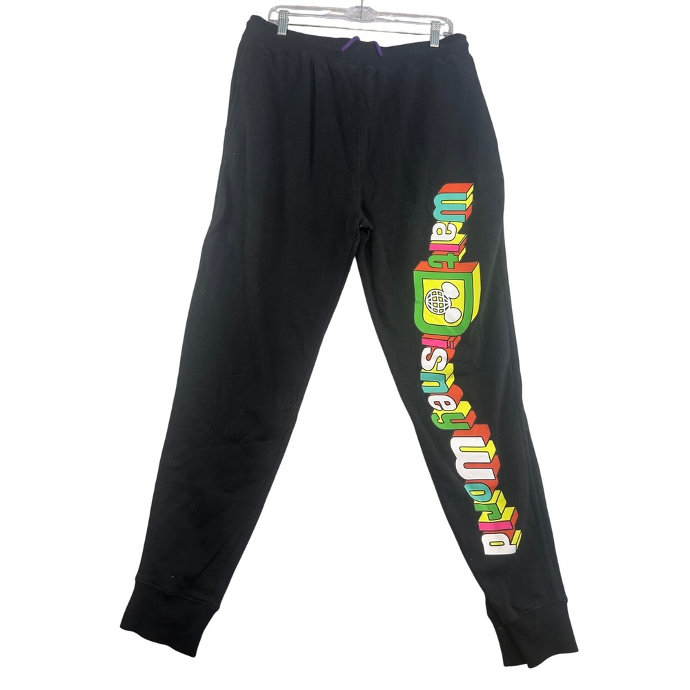 Disney Parks Walt Disney World Black Graphic Jogger‎ Sweatpants Mens Medium M